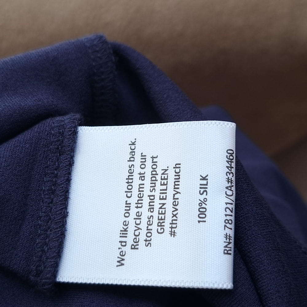 Eileen Fisher 2pc Organic Linen Navy Crocheted Sweater  & Silk Sleeveless S  NEW - Picture 9 of 10